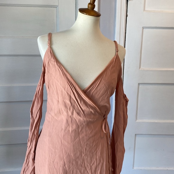 Lovers + Friends Love Letter Tan Wrap Dress, Size S - Picture 5 of 14